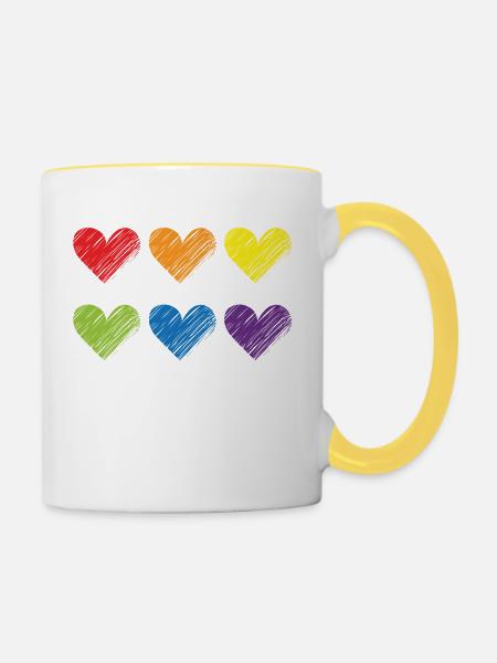 Stolz-Herzen - Tasse zweifarbig - Weiß/Gelb