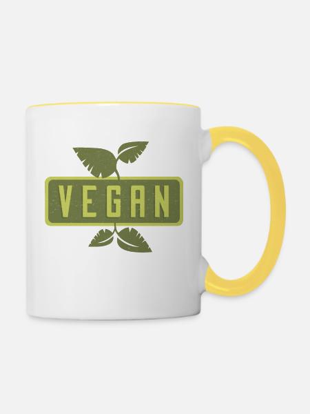 vegan - Tasse zweifarbig - Weiß/Gelb