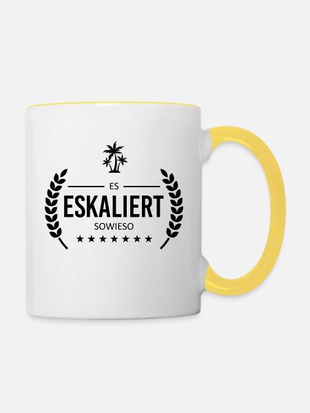ES ESKALIERT SOWIESO - Badge - Tasse zweifarbig - Weiß/Gelb