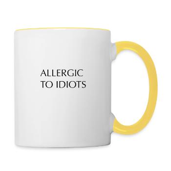 Allergic to idiots - Mug contrasté - blanc/jaune - Droite