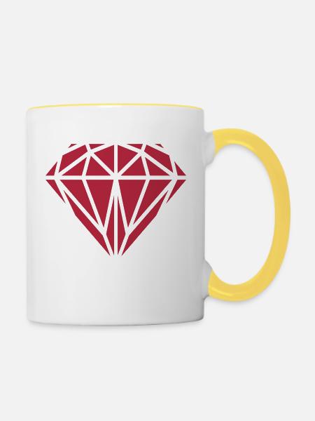 Diamant - Tasse zweifarbig - Weiß/Gelb