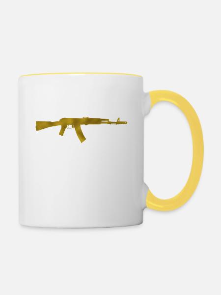 AK 47 Gold - Tasse zweifarbig - Weiß/Gelb