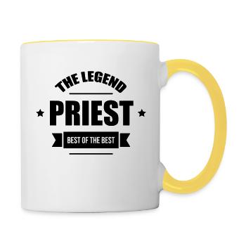 Priest Priester Prêtre Religion Cross Croix God - Contrasting Mug - white/yellow - Right