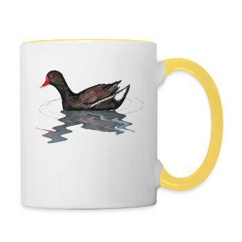 Teichhuhn - Tasse zweifarbig - Weiß/Gelb - Rechts