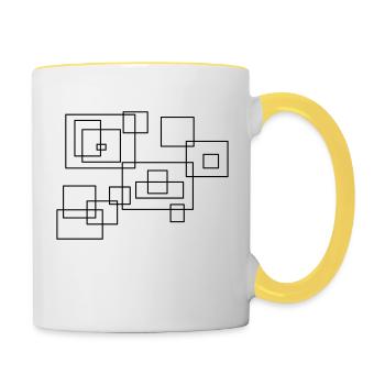 Rechtecke - Tasse zweifarbig - Weiß/Gelb - Rechts