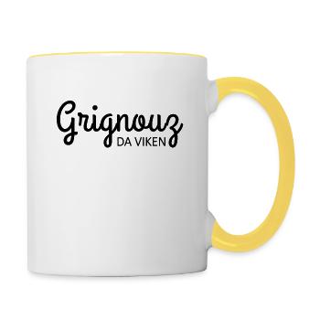 Bretagne - Grignouz da viken - Mug contrasté - blanc/jaune - Droite