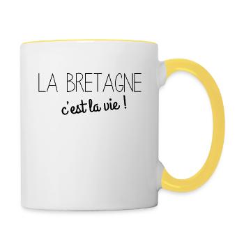 Breizh - La Bretagne c'est la vie ! - Mug contrasté - blanc/jaune - Droite