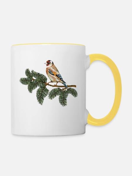 Stieglitzvogel - Tasse zweifarbig - Weiß/Gelb