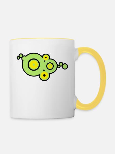 moderne Kunst Fantasie - Tasse zweifarbig - Weiß/Gelb
