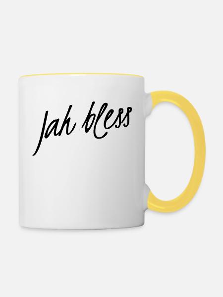 Jah bless - Tasse zweifarbig - Weiß/Gelb