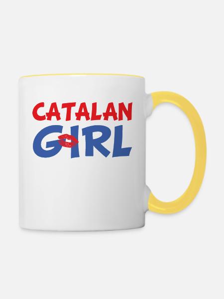 Katalanisches Mädchen - Tasse zweifarbig - Weiß/Gelb