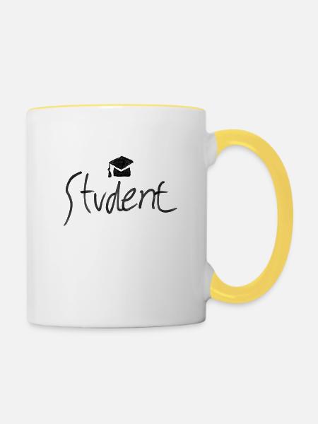 Student - Tasse zweifarbig - Weiß/Gelb