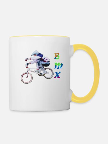 bmx - Tasse zweifarbig - Weiß/Gelb