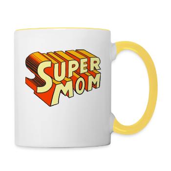Supermom Love Heart Queen Princess Superstar Logo - Tasse zweifarbig - Weiß/Gelb - Rechts