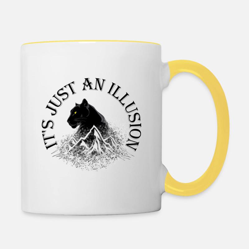 Panthère noire. C'est juste une illusion. - Mug contrasté - blanc/jaune