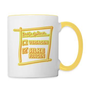 Heutige Optionen Silke Fragen - Tasse zweifarbig - Weiß/Gelb - Rechts