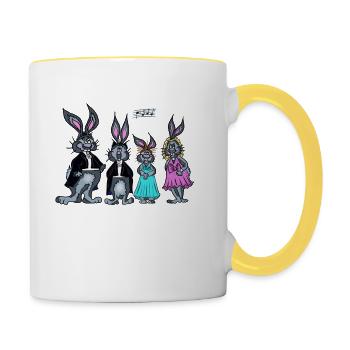 Ensemble vocal de lapin - Mug contrasté - blanc/jaune - Droite
