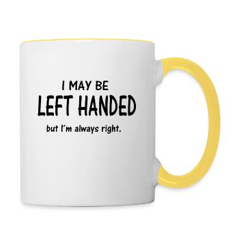 LEFT HANDED - Contrasting Mug - white/yellow - Right