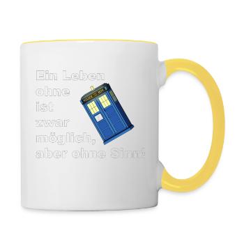 ein leben ohne tardis - Tasse zweifarbig - Weiß/Gelb - Rechts