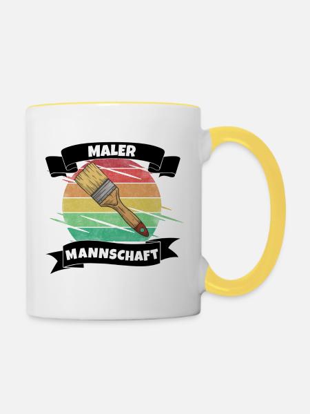 Maler Mannschaft - Tasse zweifarbig - Weiß/Gelb