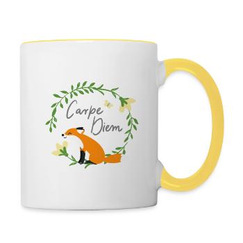 Carpe Diem - Tasse zweifarbig - Weiß/Gelb - Rechts