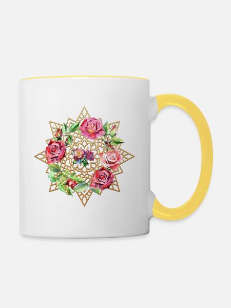 roses 22 - Contrasting Mug - white/yellow