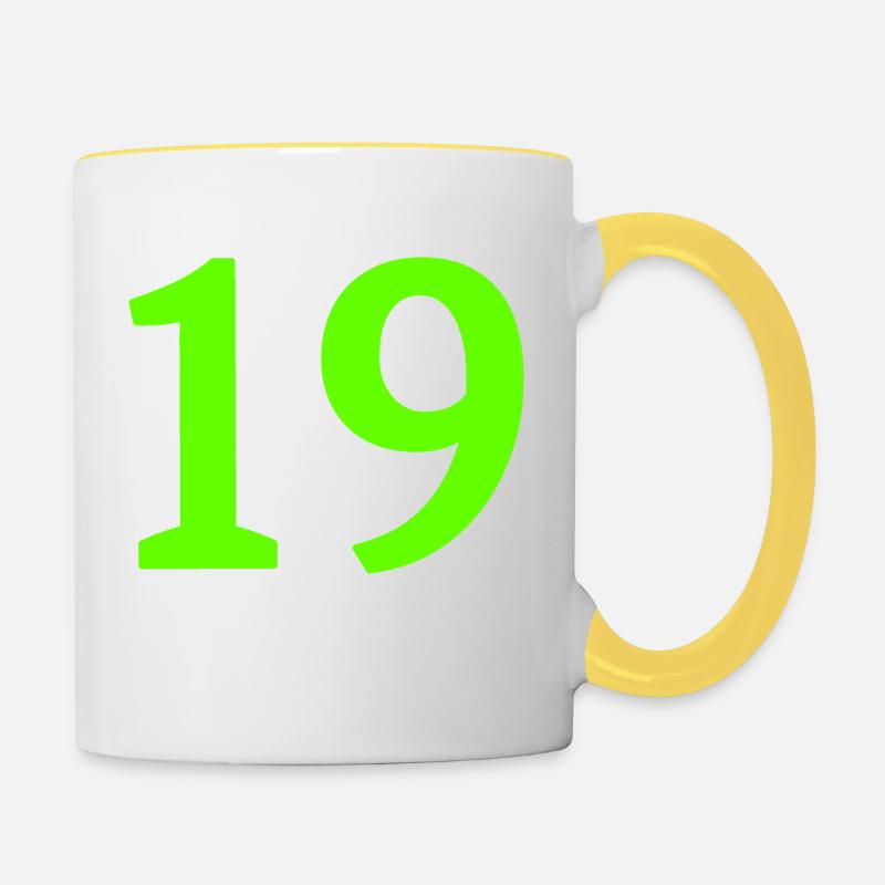 Number 19 - Contrasting Mug - white/yellow