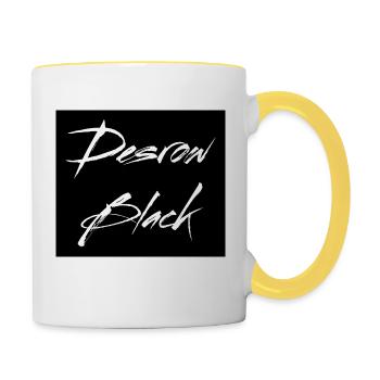 Desrow Noir Blanc sur Noir - Mug contrasté - blanc/jaune - Droite