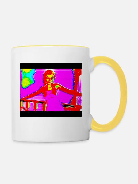 Girl - Tasse zweifarbig - Weiß/Gelb