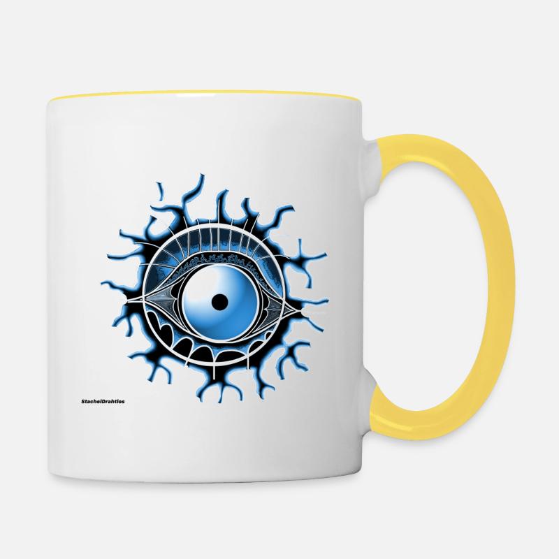 Eye blue - Contrasting Mug - white/yellow