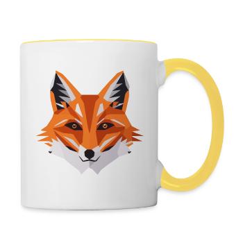 Fuchs Polygon Geometrisch - Tasse zweifarbig - Weiß/Gelb - Rechts