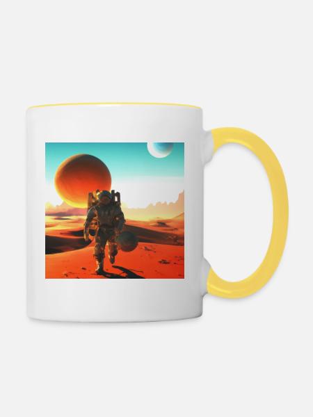 Mission Mars - Tasse zweifarbig - Weiß/Gelb