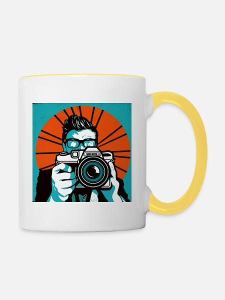Pop-Art-Fotograf - Tasse zweifarbig - Weiß/Gelb