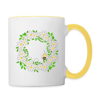 Blumenkranz - Tasse zweifarbig - Weiß/Gelb - Rechts