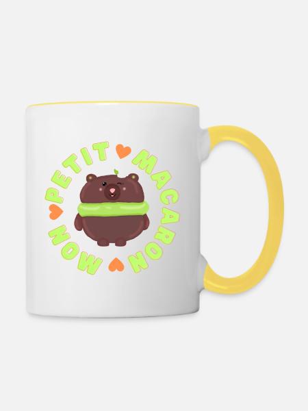 mon petit macaron bear - Contrasting Mug - white/yellow