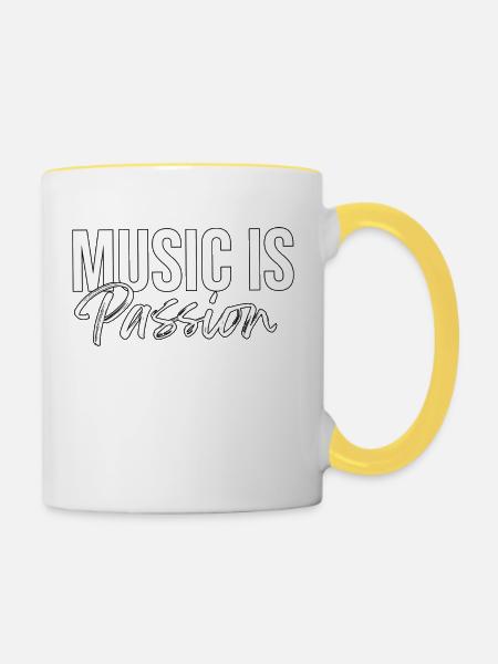 Music is passion - Tasse zweifarbig - Weiß/Gelb