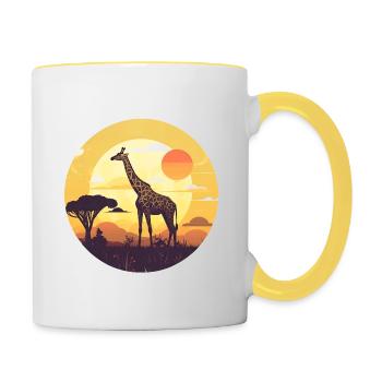 Giraffe in the savannah - Tasse zweifarbig - Weiß/Gelb - Rechts