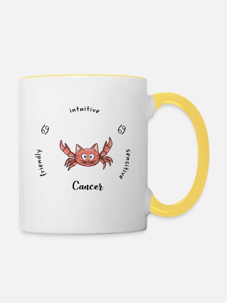 Cancer Zodiac Mug - Contrasting Mug - white/yellow