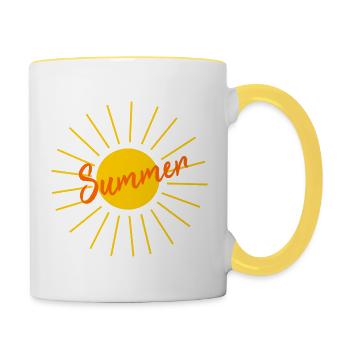Sonne Sommer Beach Urlaub T-shirt - Tasse zweifarbig - Weiß/Gelb - Rechts