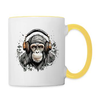 Rito the audiophile monkey - Contrasting Mug - white/yellow - Right