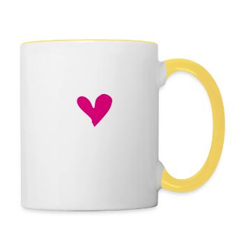 Unendliche Liebe in weiss - Tasse zweifarbig - Weiß/Gelb - Rechts