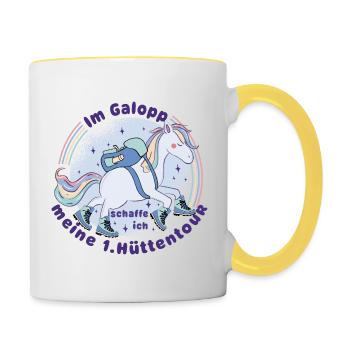 Einhorn - meine 1. Hüttentour - Wandern mit Kind - Tasse zweifarbig - Weiß/Gelb - Rechts