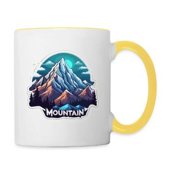 Montagne / Alpes / Sommet / Nature / Forêt / Rocher - Mug contrasté - blanc/jaune - Droite