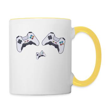 3rd Player Loading - Baby Party - Baby erwartet - Tasse zweifarbig - Weiß/Gelb - Rechts