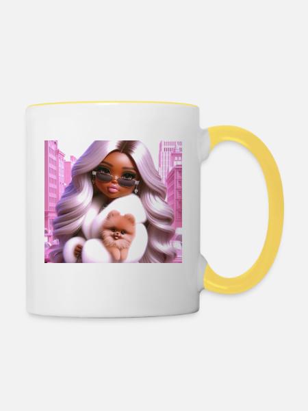 Lady - Tasse zweifarbig - Weiß/Gelb