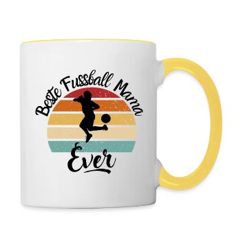 Beste Fussball Mama - Ever - Tasse zweifarbig - Weiß/Gelb - Rechts
