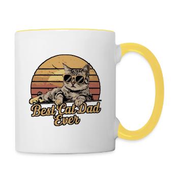Un look rétro cool pour tous les papas chats - Mug contrasté - blanc/jaune - Droite