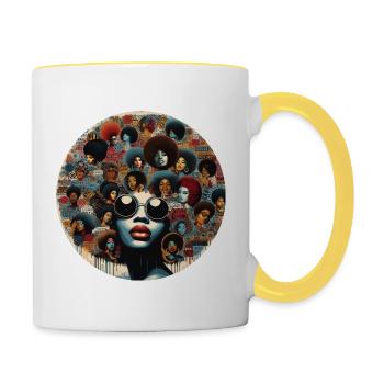 Inspiration im Afro-Stil, urbane Vielfalt - Tasse zweifarbig - Weiß/Gelb - Rechts