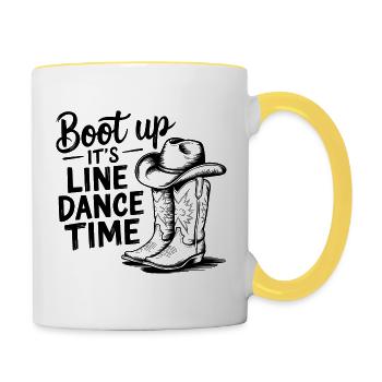 Step für Step im Cowboy-Look - Tasse zweifarbig - Weiß/Gelb - Rechts