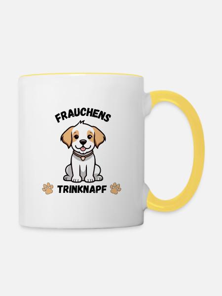 Frauchens Trinknapf - Tasse zweifarbig - Weiß/Gelb